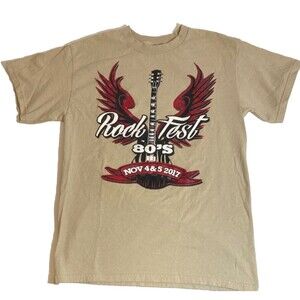 80s Rock Fest Band T-Shirt~Skynyrd~Cheap Trick~Quiet Riot~Fog Hat~M (Fits Small)